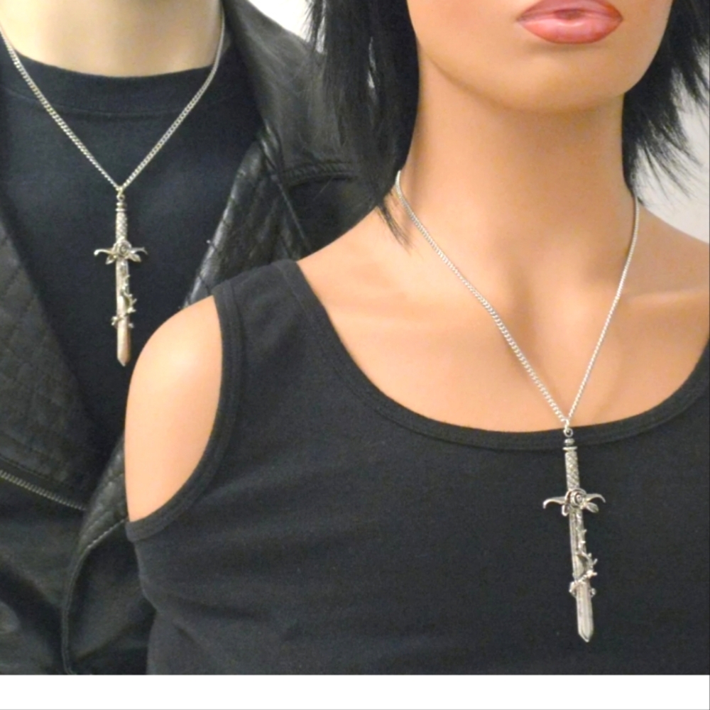 Sword Necklace with roses and thorns‎